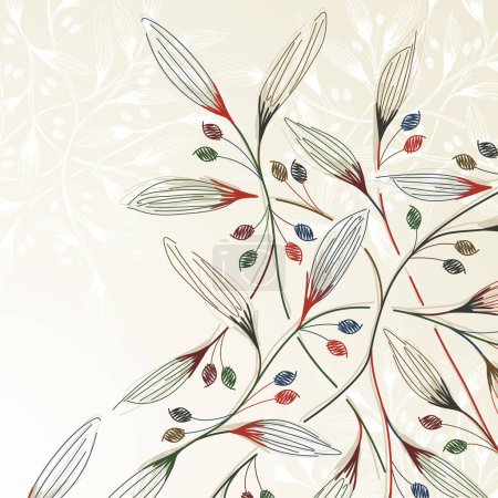 Illustration for Watercolor floral seamless pattern with flowers, leaves and branches - Royalty Free Image