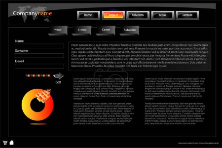 Illustration for Website template with orange colour elements. vector illustration eps 1 0 - Royalty Free Image