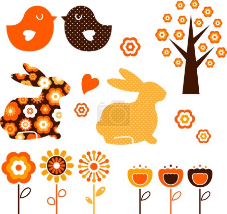 Illustration for Set of cute easter elements for design and decoration - Royalty Free Image