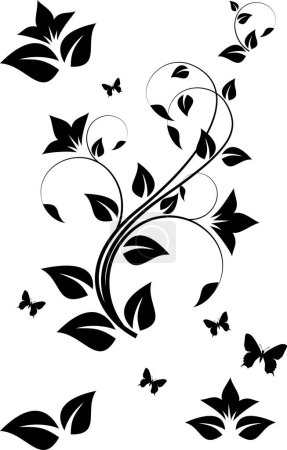 Ilustración de Elemento floral en blanco y negro - Imagen libre de derechos