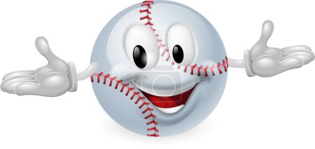 Illustration for Illustration of a cartoon white baseball - Royalty Free Image