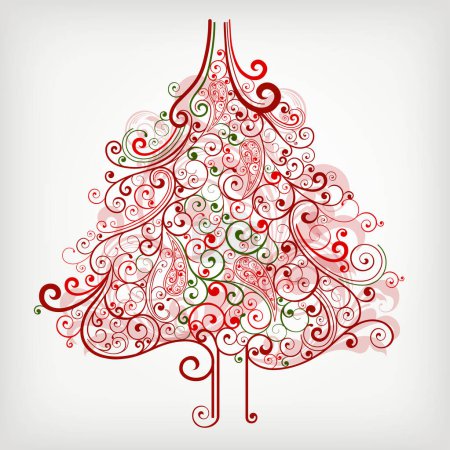Ilustración de Árbol de navidad hecho de remolinos - Imagen libre de derechos