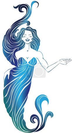 Illustration for Beautiful mermaid girl on white background. illustration. - Royalty Free Image