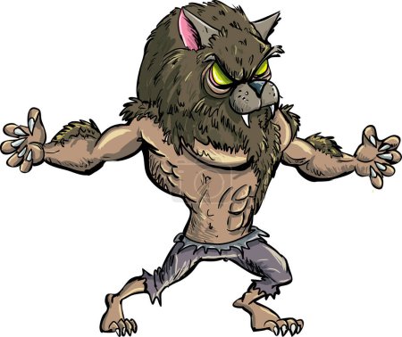 Téléchargez les illustrations : Personnage de dessin animé loup en colère - en licence libre de droit