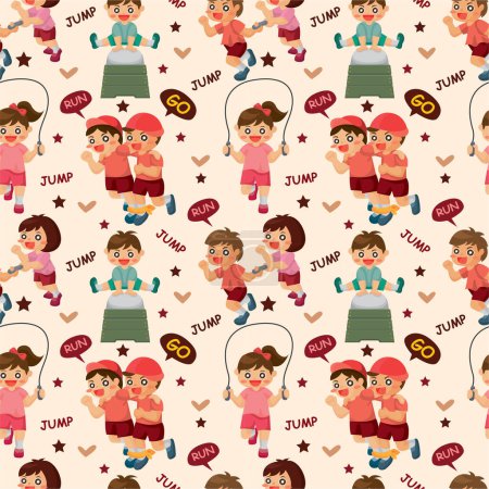 Illustration for Seamless pattern of cute little boy and girl - Royalty Free Image