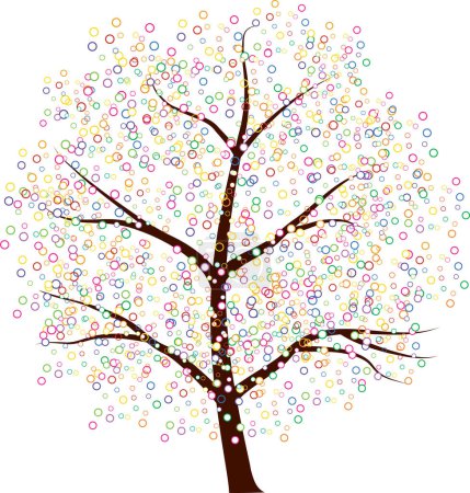 Ilustración de Árbol con hojas y flores. fondo de primavera. - Imagen libre de derechos