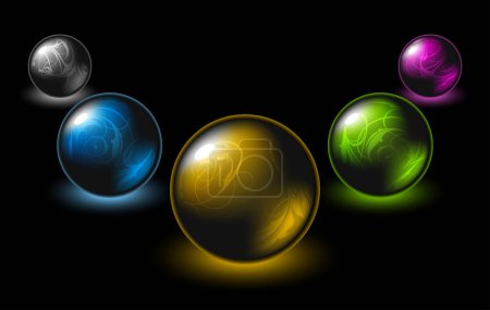 Illustration for Set of colored balls on black background - Royalty Free Image