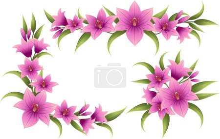 Ilustración de Corona de acuarela con flores púrpuras - Imagen libre de derechos