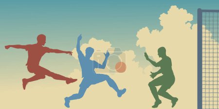 Illustration for Football game sport. soccer player in action. vector illustration - Royalty Free Image