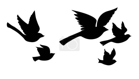 Illustration for Silhouettes of birds in black - Royalty Free Image