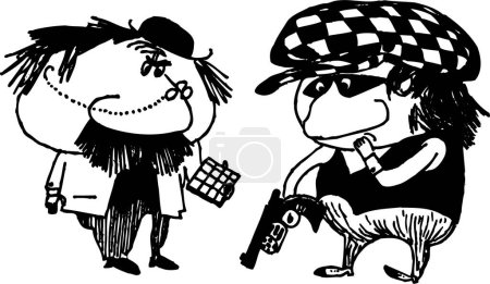 Illustration for Cartoon illustration of two characters burglars on white background - Royalty Free Image