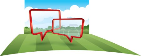 Illustration for Illustration of speech bubbles on green field - Royalty Free Image