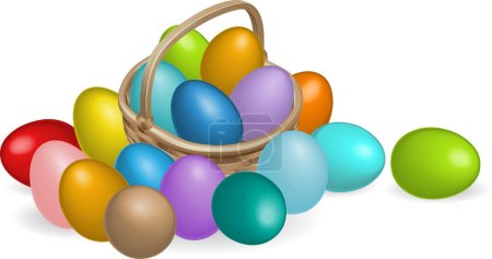 Téléchargez les illustrations : Œufs de Pâques dans un panier - en licence libre de droit