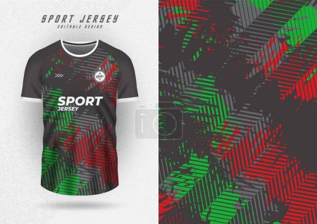 Illustration for T shirt design background for team jersey racing cycling football game black red green striped shirt - Royalty Free Image