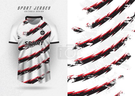 Téléchargez les illustrations : Background for sports jersey, football shirt, running shirt, racing shirt, white tone pattern and black and red stripes. - en licence libre de droit