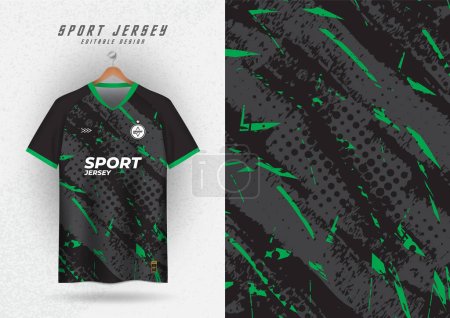 Illustration for Background for sports jersey, soccer jersey, running jersey, racing jersey, black and green pattern. - Royalty Free Image