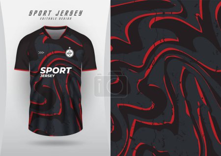 Illustration for Background for sports jersey, soccer jersey, running jersey, racing jersey, black and red with red pattern. - Royalty Free Image