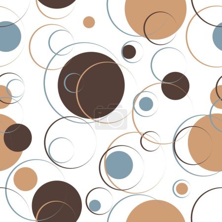 Illustration for Abstract seamless pattern with circles and round objects. Repeat background with geometrical shapes. - Royalty Free Image
