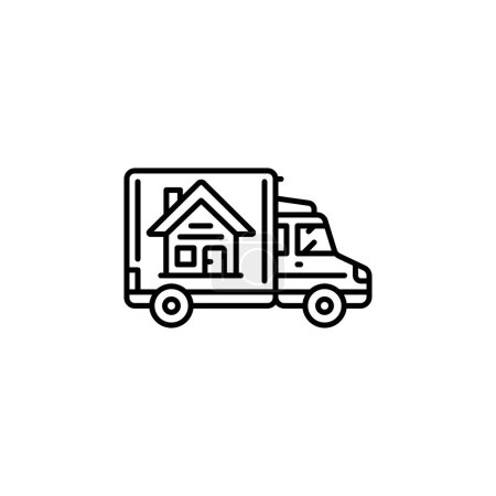 Illustration for Moving house vector icon. real estate icon outline style. perfect use for logo, presentation, website, and more. simple modern icon design line style - Royalty Free Image