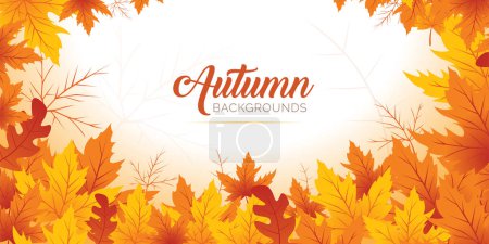Ilustración de Fondo de hojas de otoño, Fondo de otoño plano dibujado a mano, Fondo de otoño de hoja de arce - Imagen libre de derechos