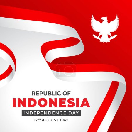 Ilustración de Bendera Merah Putih Indonesia o Bingkai Bendera Merah Putih y antecedentes Merah Putih o marco de adornos Merah Putih - Imagen libre de derechos