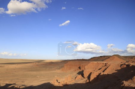 Photo for The rock formations of Bayanzag flaming cliff at sunset, Mongolia. High quality photo - Royalty Free Image