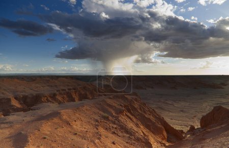 Photo for The rock formations of Bayanzag flaming cliff at sunset, Mongolia. High quality photo - Royalty Free Image