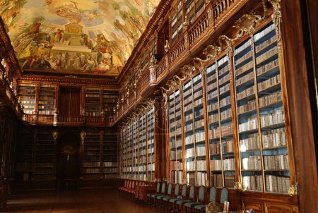 Photo for View of the library with 200,000 volumes of the Strahov Monastery in Prague - Royalty Free Image