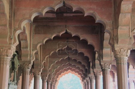 Diwan i Aam oder öffentliche Audienzhalle, Rotes Fort, Old Delhi, Indien. Hochwertiges Foto