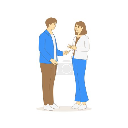 Illustration for Officemates Chatting and Building Connections, Flat Character Design - Royalty Free Image