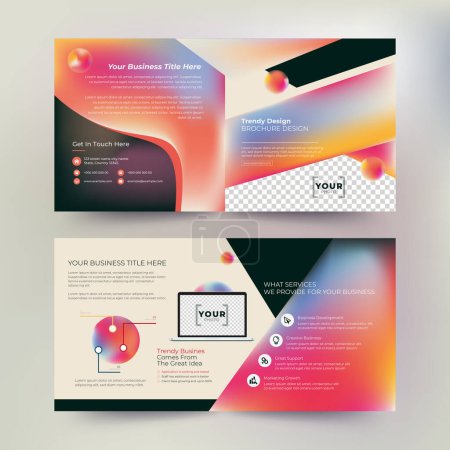 Bright and Creative Trifold Brochure Design Template with Abstract Shapes
