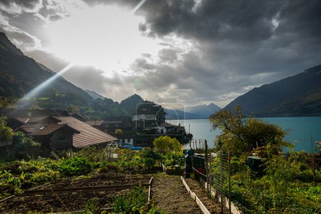 Téléchargez les photos : Magnifique lac Brienzersee en Suisse et les villages suisses sur elle - en image libre de droit