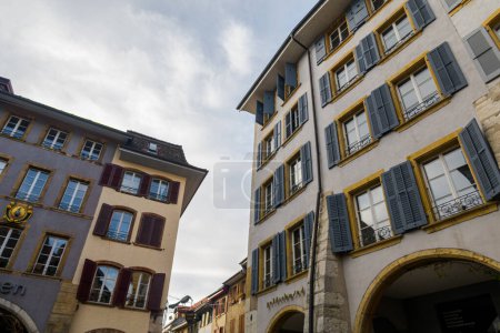 Photo for 28.11.22.Switzerland. Magnificent architecture of the city of Biel in Switzerland - Royalty Free Image