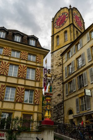 Photo for Incredibly beautiful city Naschatel Switzerland. Beautiful and incredible architecture of Swiss and cities. - Royalty Free Image