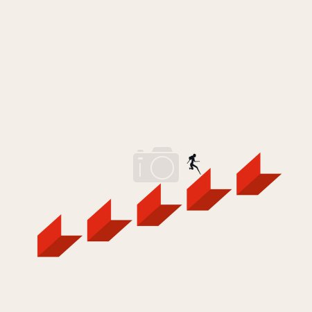 Illustration for Business career growth vector concept. Symbol of corporate ladder, achievement, success. Minimal design professional eps10 illustration. - Royalty Free Image