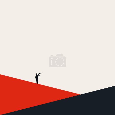 Illustration for Business leader and vision vector concept. Symbol of leadership, future, strategy and inspiration. Minimal design abstract eps10 illustration. - Royalty Free Image