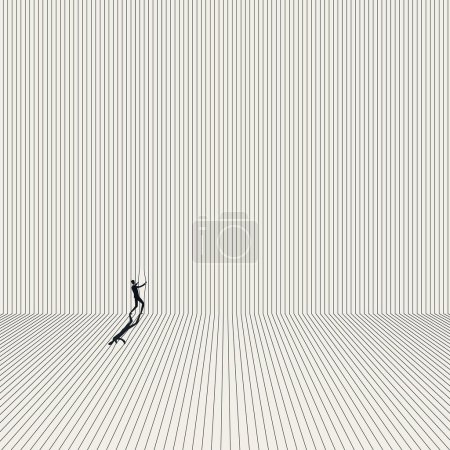 Illustration for Businessman breaks free from corporate slavery, vector concept. Symbol of freedom, challenge. Minimal design eps10 abstract illustration. - Royalty Free Image