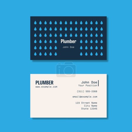Illustration for Modern elegant professional plumber business card layout vector template. Abstract minimal graphic design. Eps10 illustration. - Royalty Free Image
