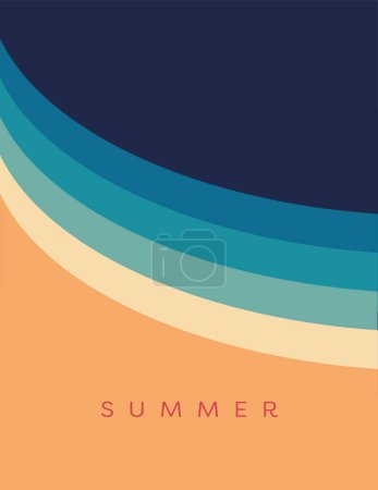 Foto de Plantilla de vector de impresión de póster de verano abstracto. Diseño mínimo eps10 ilustración de una playa y el océano. - Imagen libre de derechos
