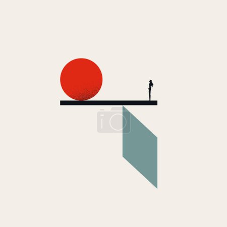 Illustration for Business and work balance vector concept. Symbol of stability, strategy and risk of fall. Minimal design eps10 illustration. - Royalty Free Image