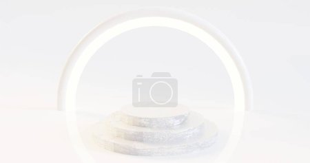 Photo for Podium in 3D Minimalist abstract background, for cosmetic or product display. Pastel colors, 3d render. - Royalty Free Image