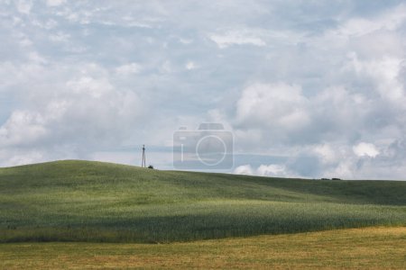 Téléchargez les photos : Été sur Kashubia : Beau paysage pastoral avec champ verdoyant et ciel - en image libre de droit