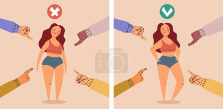 Illustration for Bully abuse shamed and bullied different reaction concept. Vector flat graphic design illustration - Royalty Free Image