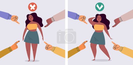 Illustration for Bully abuse shamed and bullied different reaction concept. Vector flat graphic design illustration - Royalty Free Image
