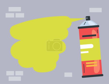 Hand hold bottle spray and draw graffiti speech bubble concept. Vector flat graphic design illustration