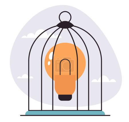 Illustration for Business creativity idea locked in cage concept. Vector flat graphic design illustration - Royalty Free Image
