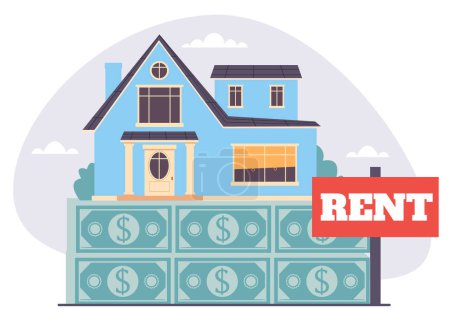 Illustration for House real estate home mortgage sale rent investment savings money concept. Vector flat graphic design illustration - Royalty Free Image