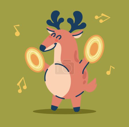 Ilustración de Animal lindo personaje músico instrumento musical orquesta musical concepto. ilustración de diseño gráfico plano vectorial - Imagen libre de derechos