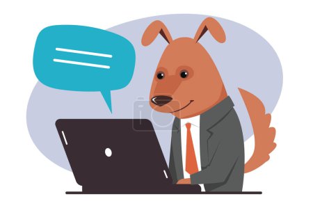 Business office manager animal working desk employee concept. Vector flat graphic design illustration 