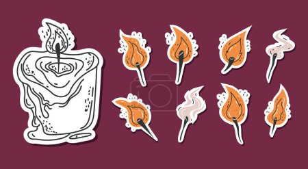 Illustration for Candle with different flame sticker label line art isolated concept. Vector flat graphic design illustration - Royalty Free Image